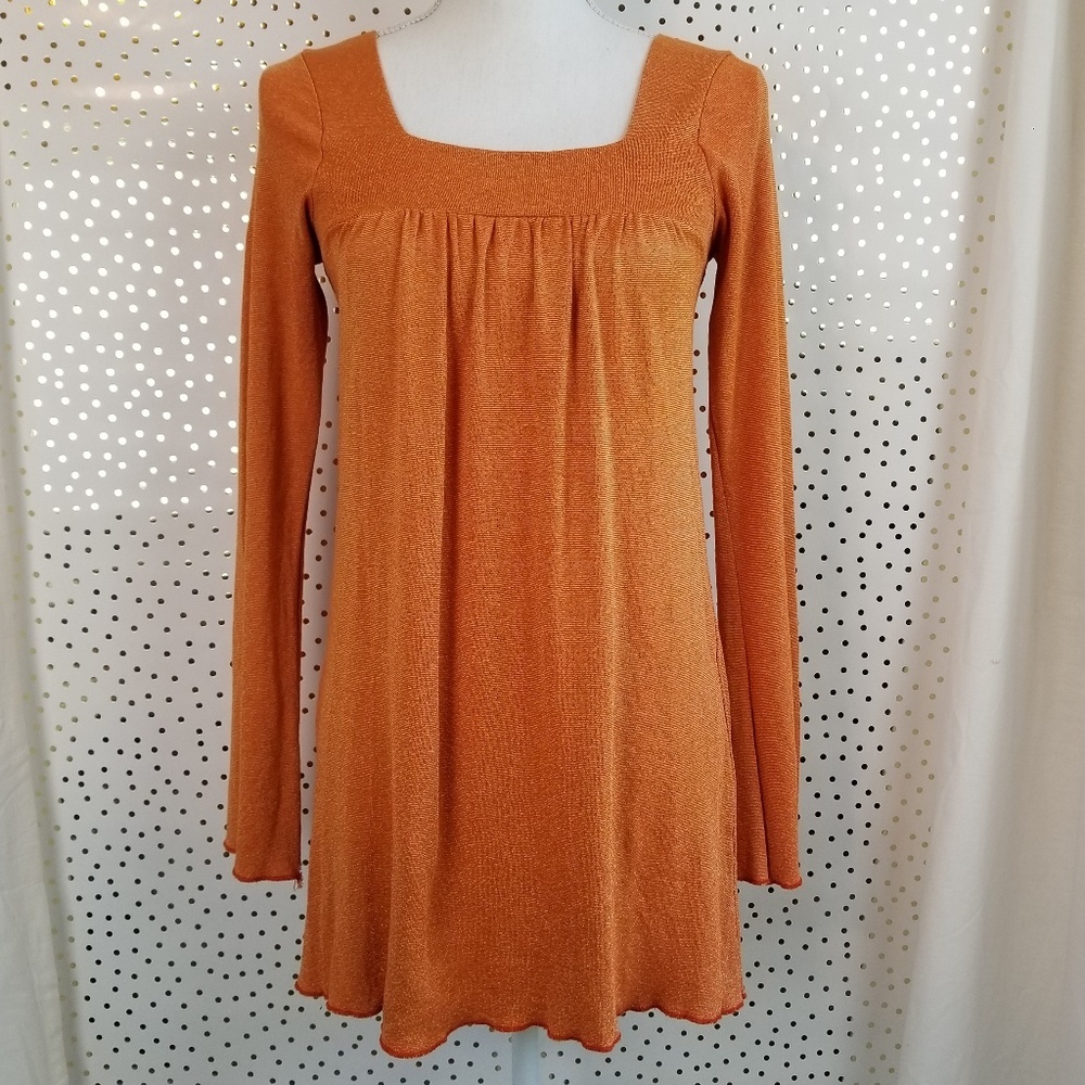 Michael Stars Square Neck Orange Shimmer Tunic